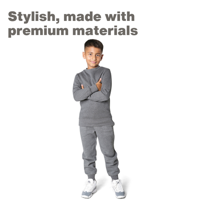 EVERYDAY KIDS Boys’ Fleece Charcoal Gray Crewneck Sweatshirt