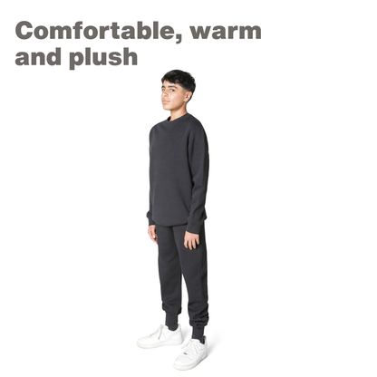 EVERYDAY KIDS Boys’ Fleece Black Crewneck Sweatshirt
