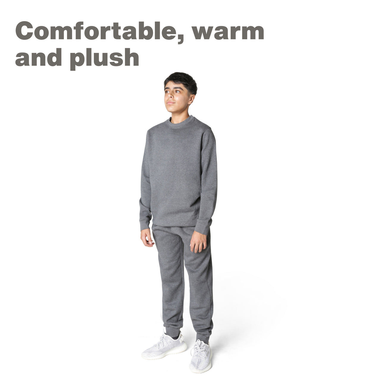 EVERYDAY KIDS Boys’ Fleece Charcoal Gray Crewneck Sweatshirt