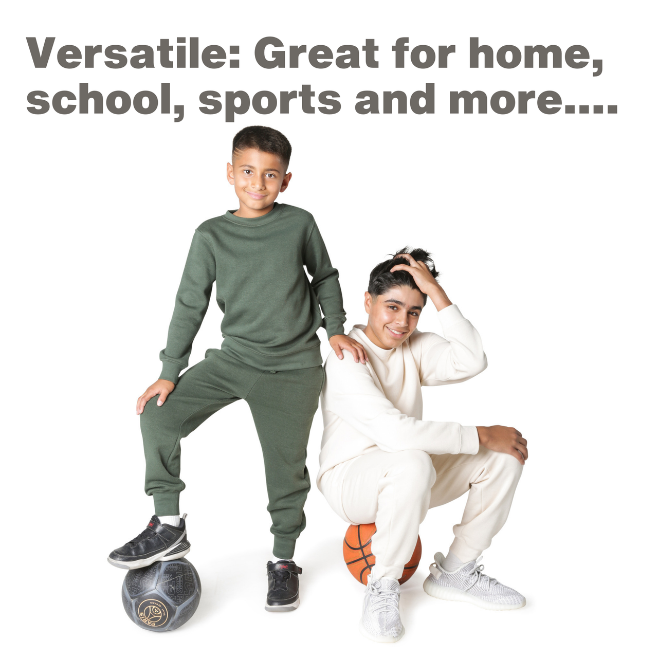 EVERYDAY KIDS Boys Green Cotton Fleece Sweatpants Joggers with Pockets