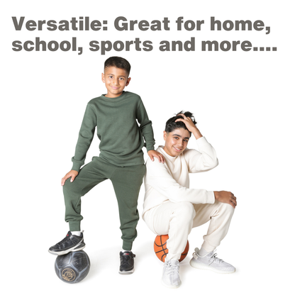 EVERYDAY KIDS Boys Green Cotton Fleece Sweatpants Joggers with Pockets