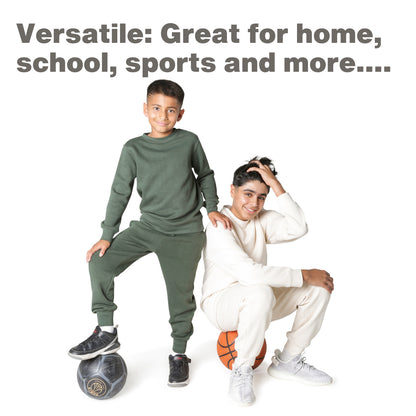 EVERYDAY KIDS Boys Off-White Cotton Fleece Sweatpant Joggers with Pockets