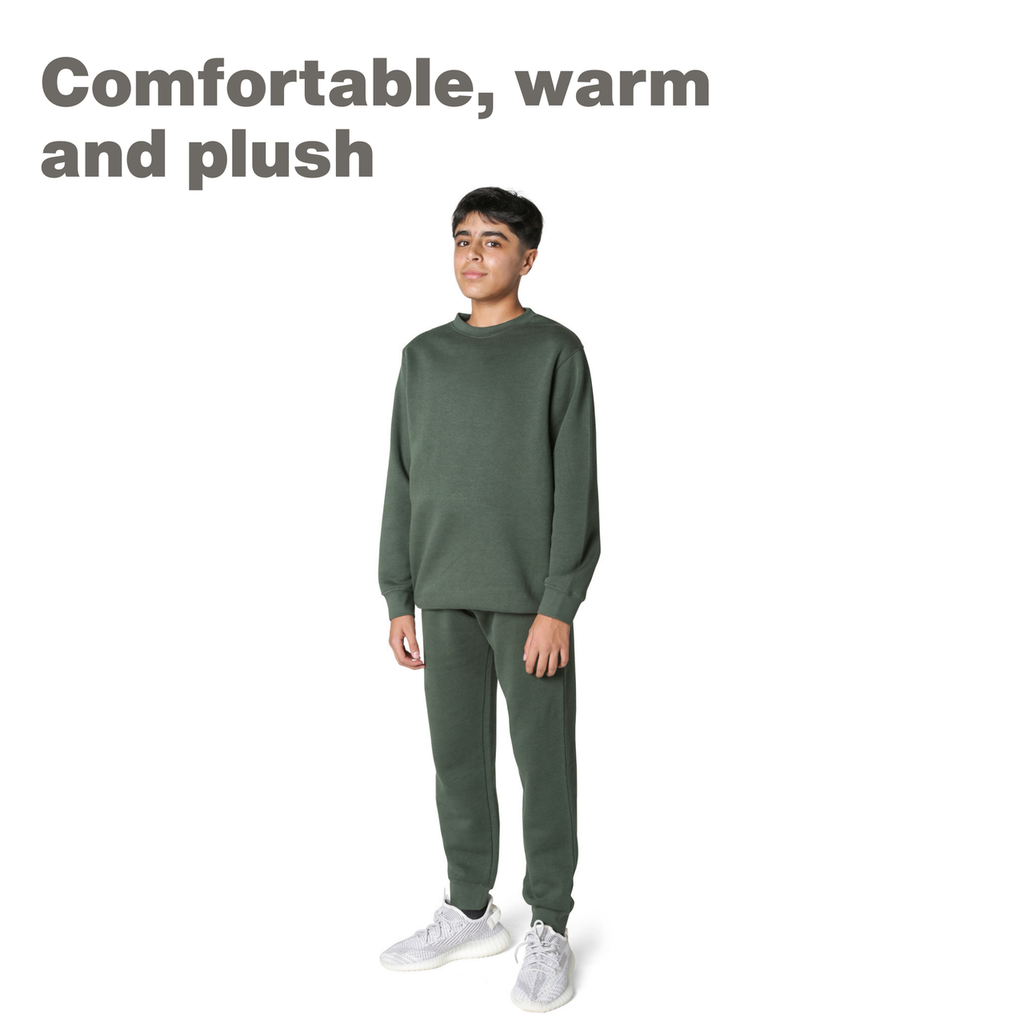 EVERYDAY KIDS Boys Green Cotton Fleece Sweatpants Joggers with Pockets