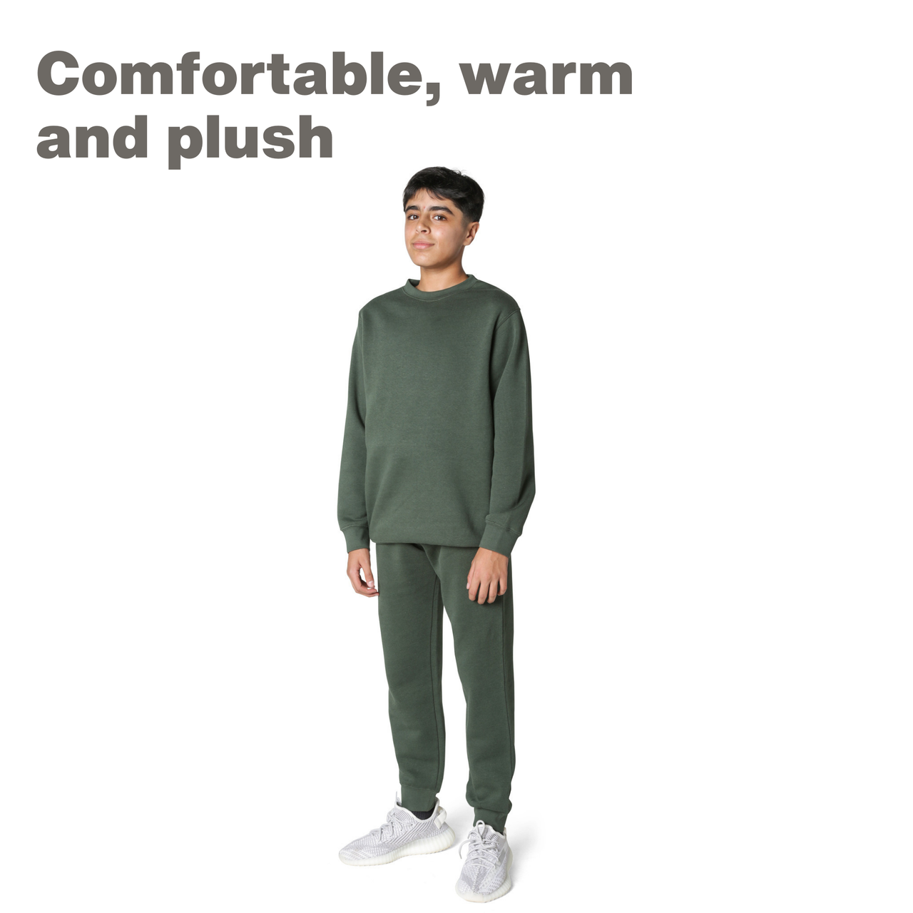 EVERYDAY KIDS Boys Green Cotton Fleece Sweatpants Joggers with Pockets