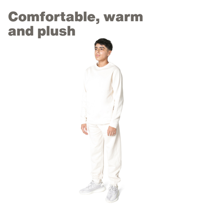EVERYDAY KIDS Boys Off-White Cotton Fleece Sweatpant Joggers with Pockets