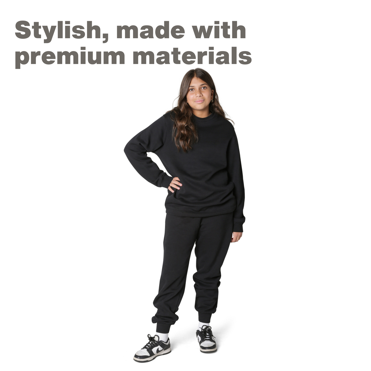EVERYDAY KIDS Girls’ Black Cotton Fleece Sweatpants