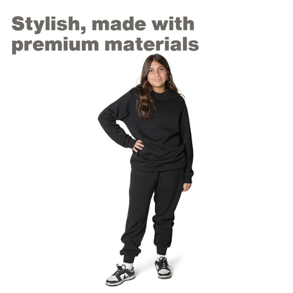 EVERYDAY KIDS Girls’ Fleece Black Crewneck Sweatshirt