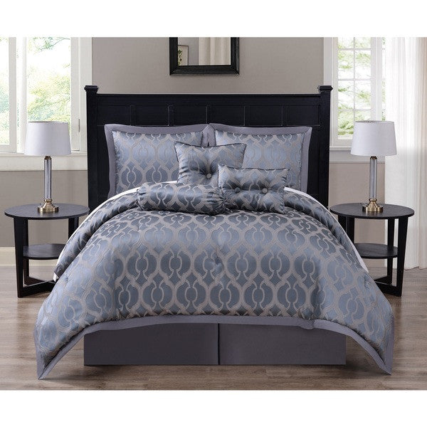 Costello 7-piece Jacquard Steel Gray Comforter Set, Califronia King Size