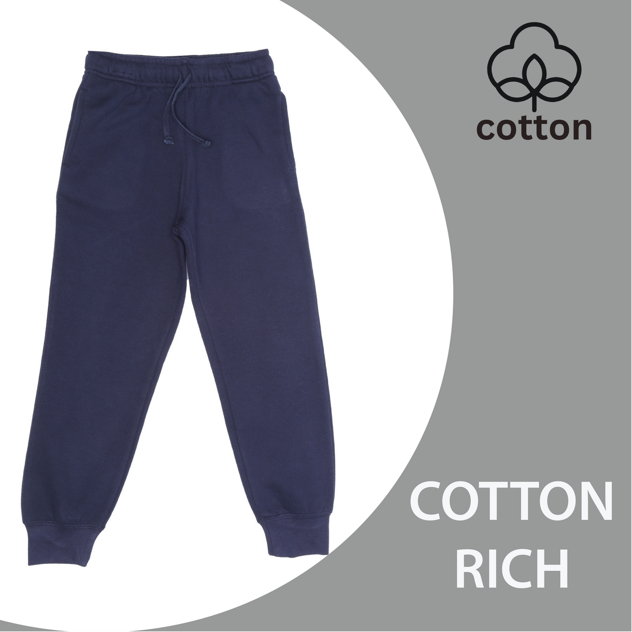EVERYDAY KIDS Girls’ Navy Blue Cotton Fleece Sweatpants