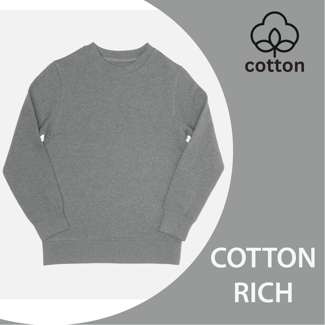 EVERYDAY KIDS Girls’ Fleece Charcoal Gray Crewneck Sweatshirt