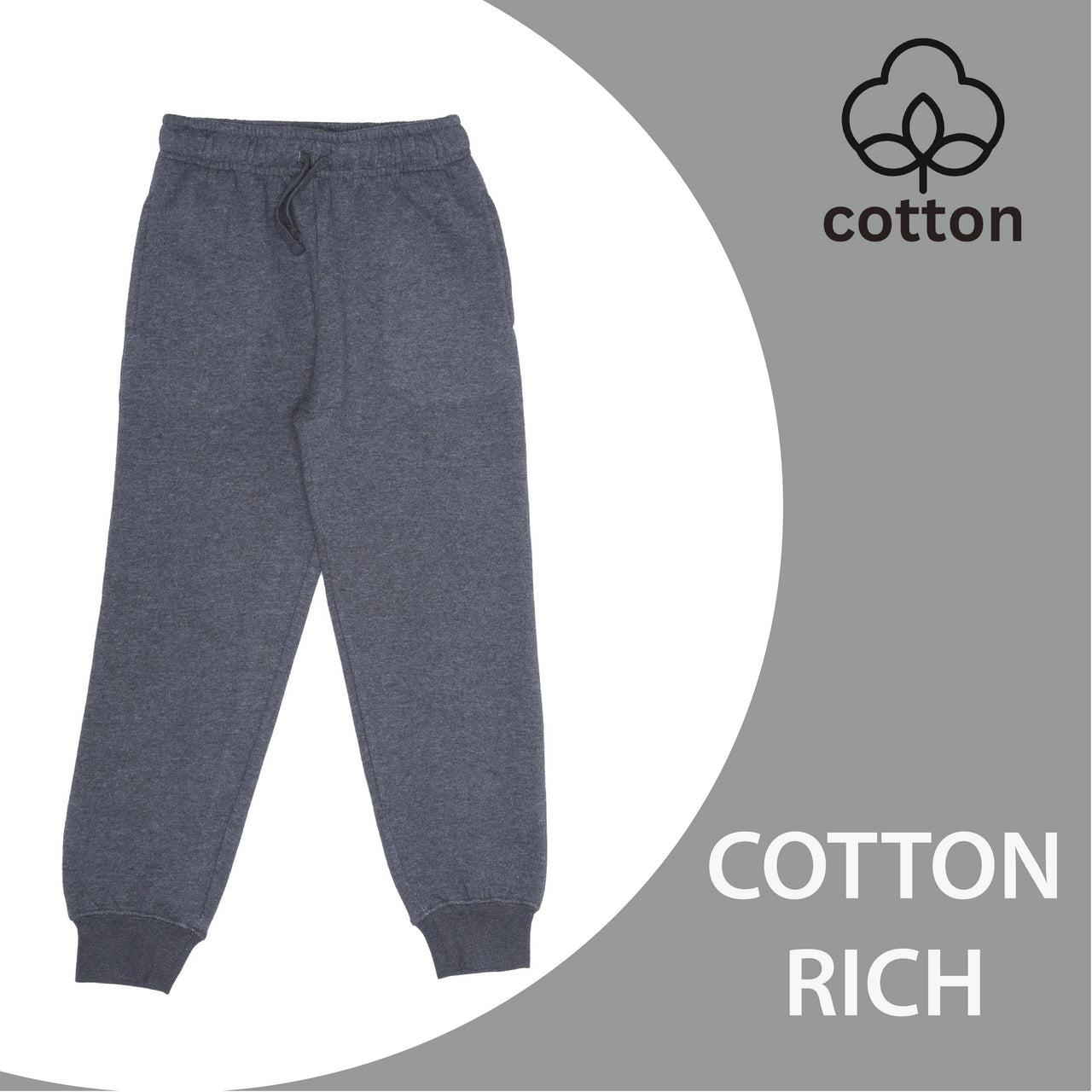 EVERYDAY KIDS Girls’ Charcoal Gray Cotton Fleece Sweatpants