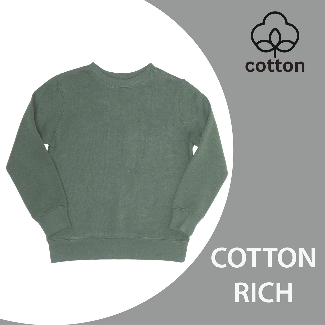 EVERYDAY KIDS Boys’ Fleece Green Crewneck Sweatshirt