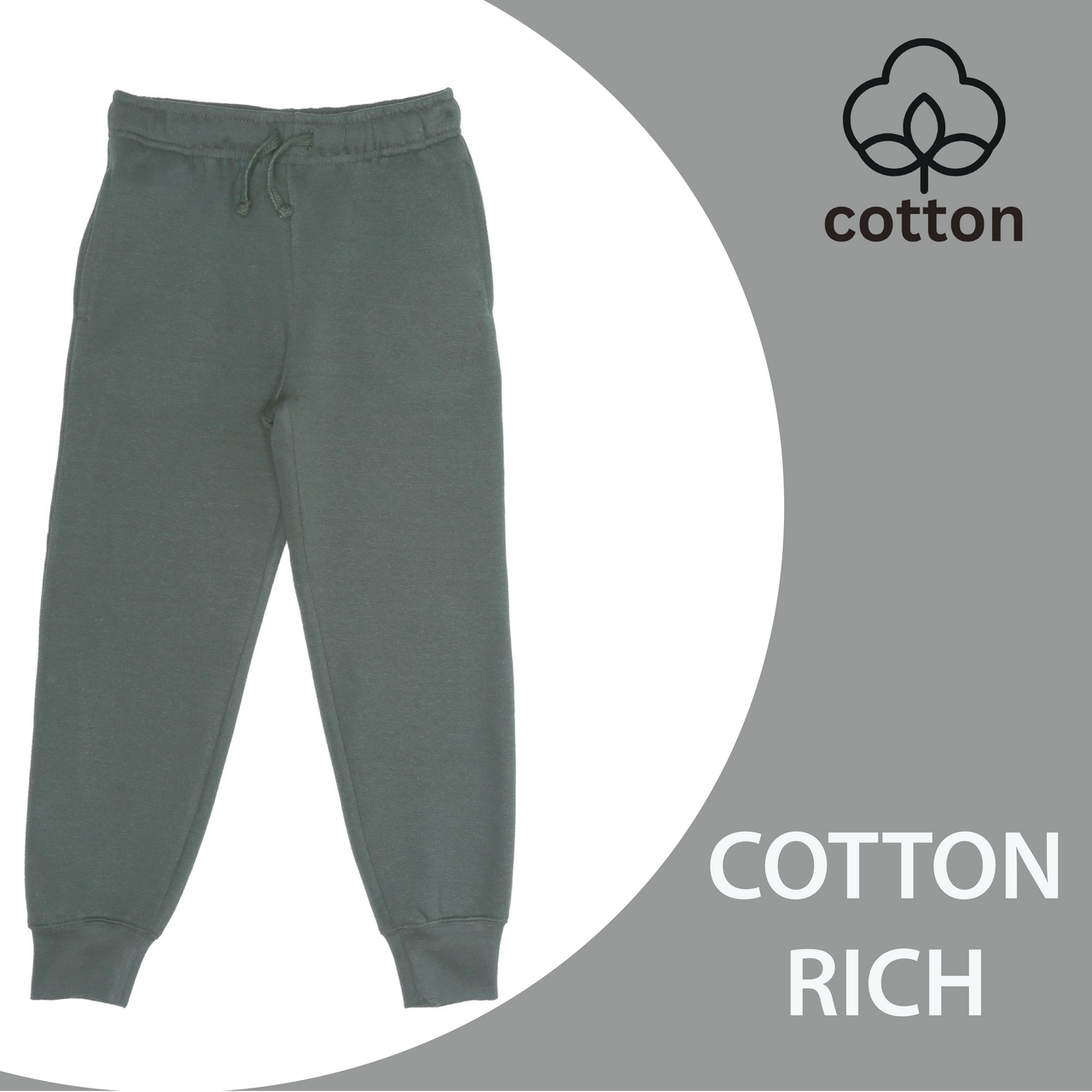 EVERYDAY KIDS Boys Green Cotton Fleece Sweatpants Joggers with Pockets