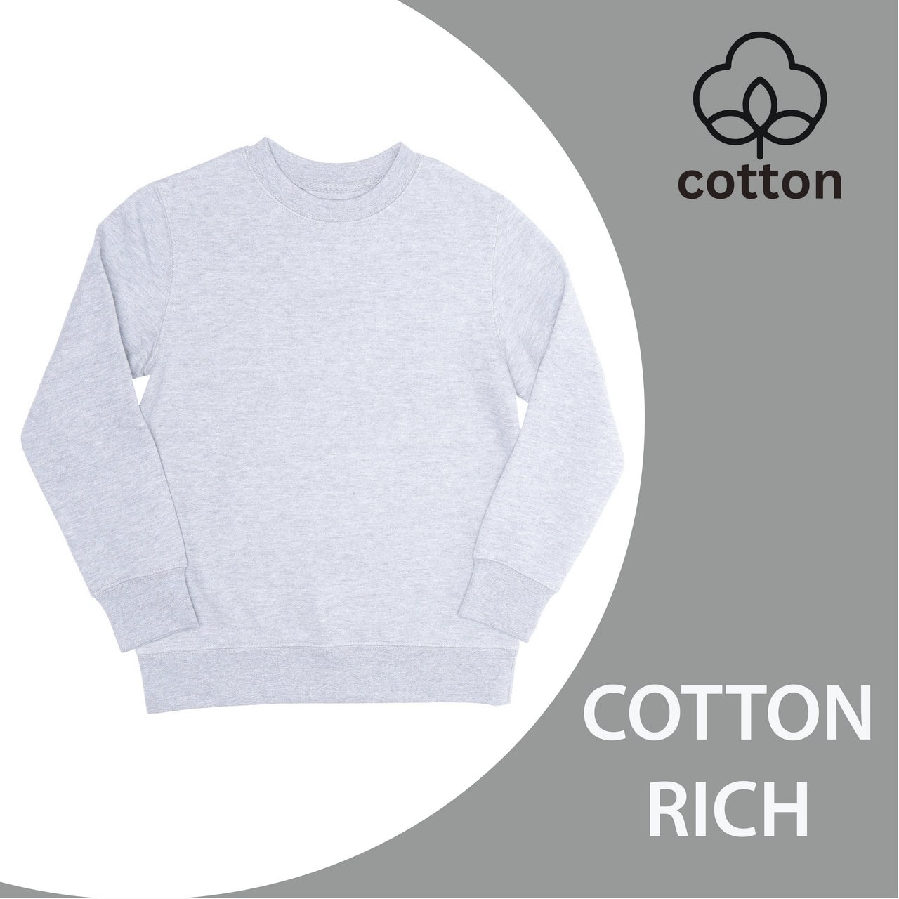EVERYDAY KIDS Girls’ Fleece Heather Gray Crewneck Sweatshirt