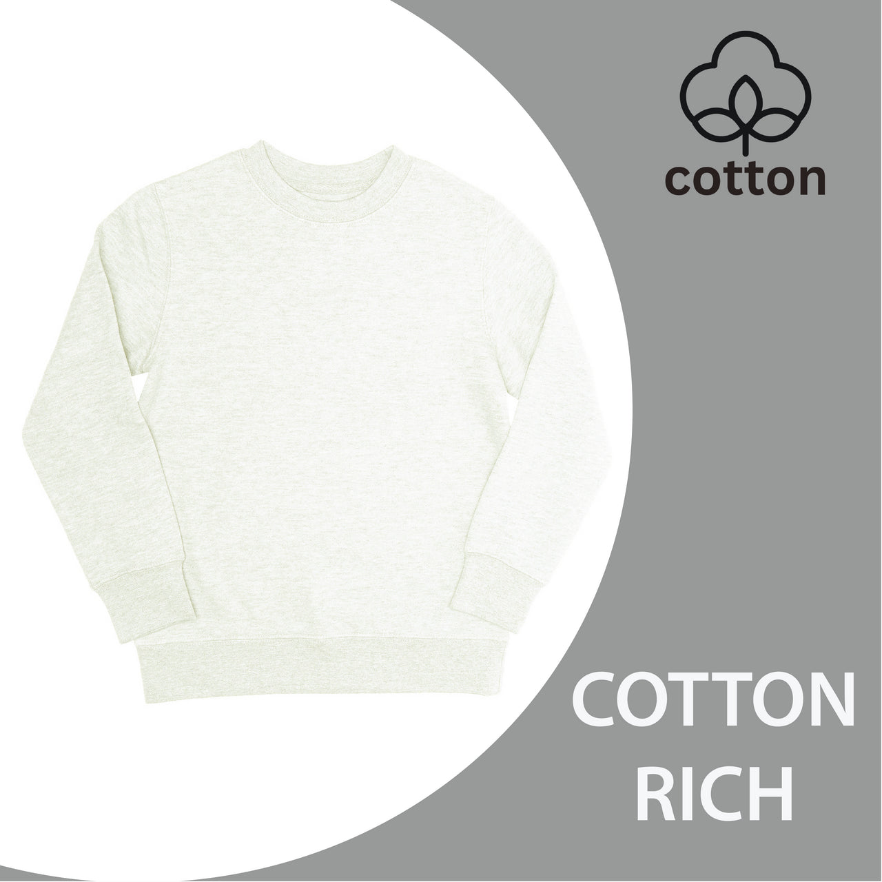 EVERYDAY KIDS Boys’ Fleece Off-White Crewneck Sweatshirt