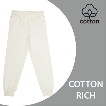 EVERYDAY KIDS Boys Off-White Cotton Fleece Sweatpant Joggers with Pockets