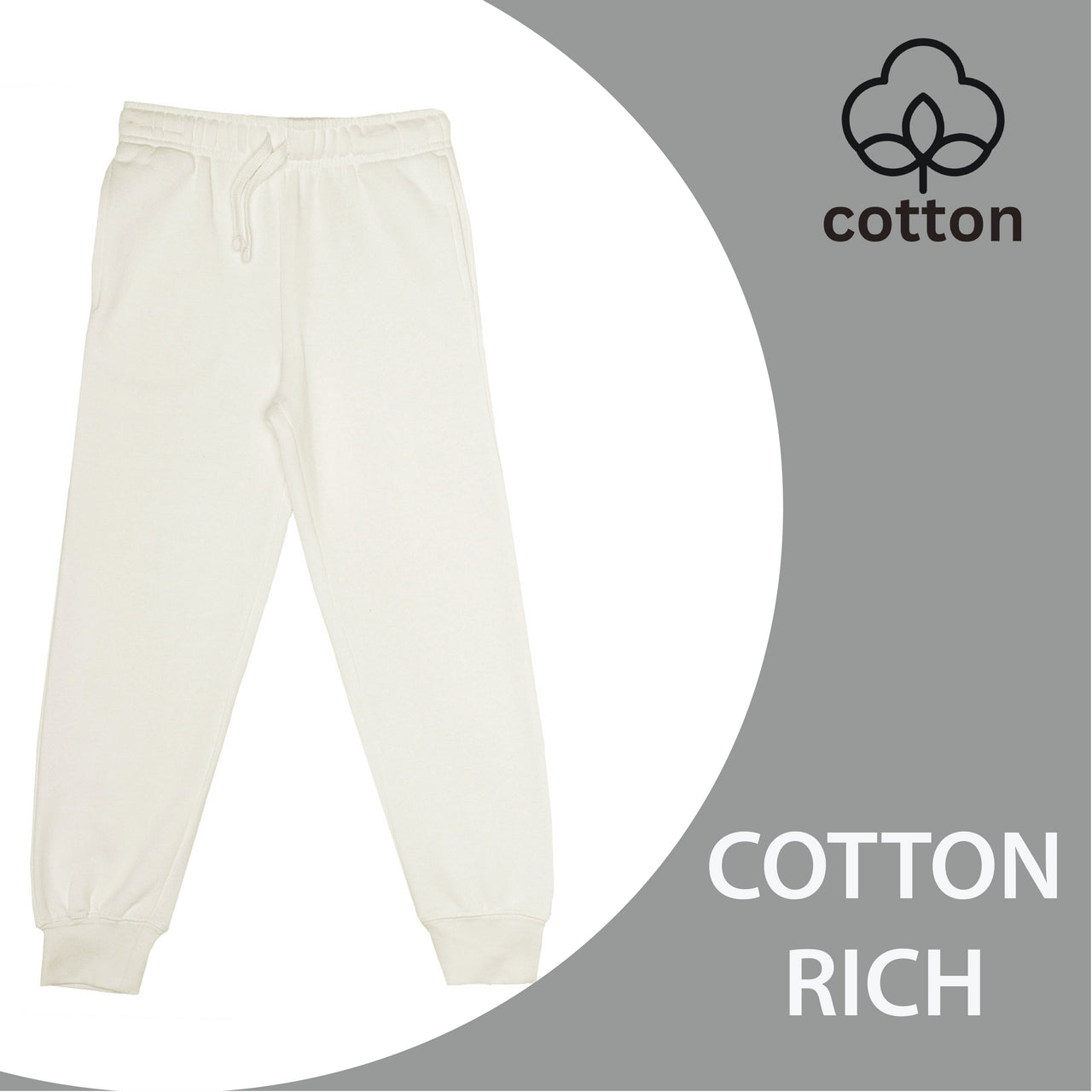 EVERYDAY KIDS Girls’ Off-White Cotton Fleece Sweatpants