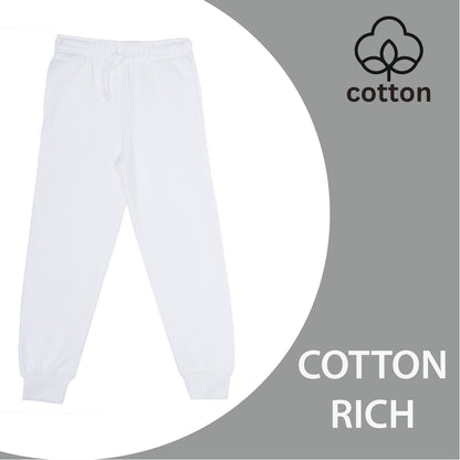 EVERYDAY KIDS Girls’ White Cotton Fleece Sweatpants