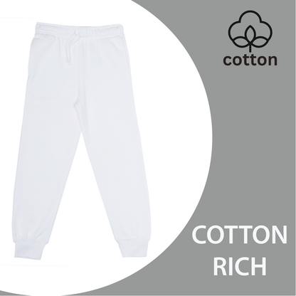 EVERYDAY KIDS Boys White Cotton Fleece Sweatpant Joggers with Pockets