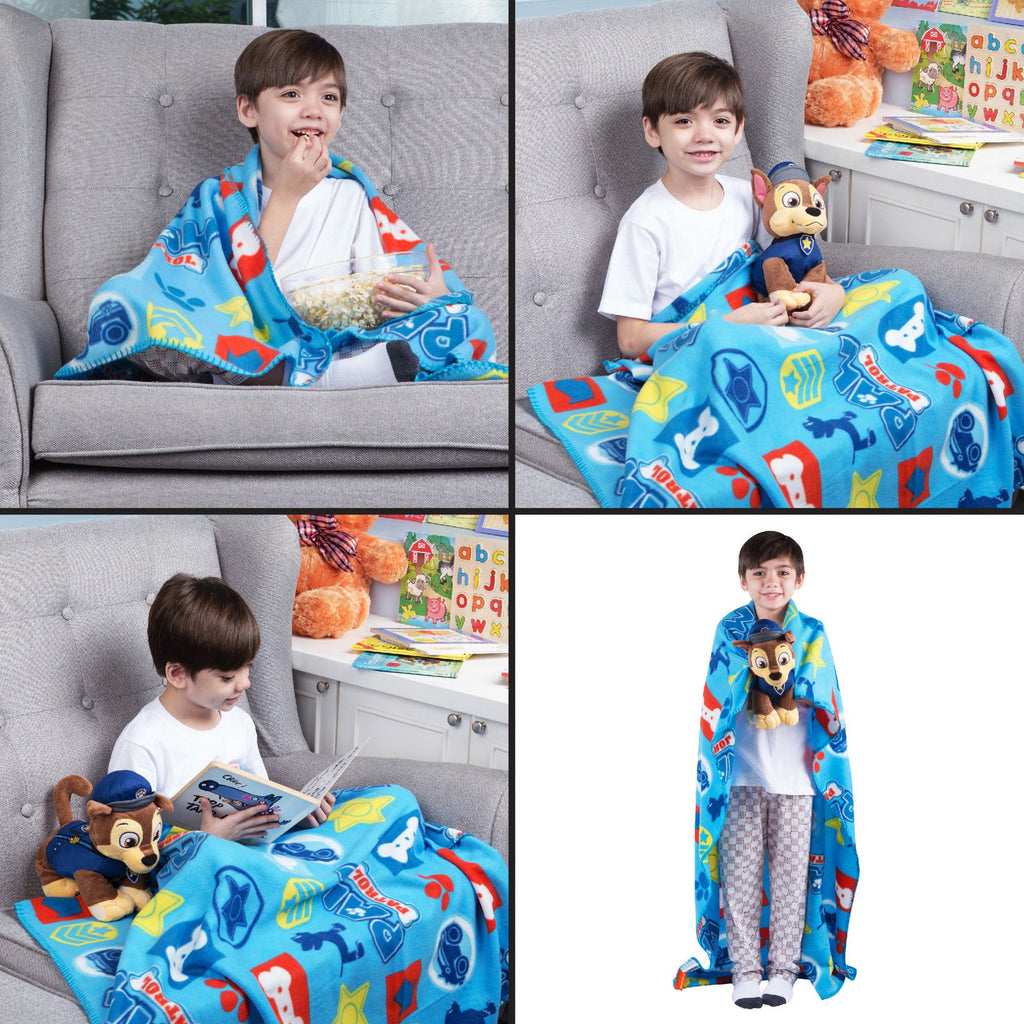 PAW Patrol Chase Fleece Throw and Character Hugger Pillow Set