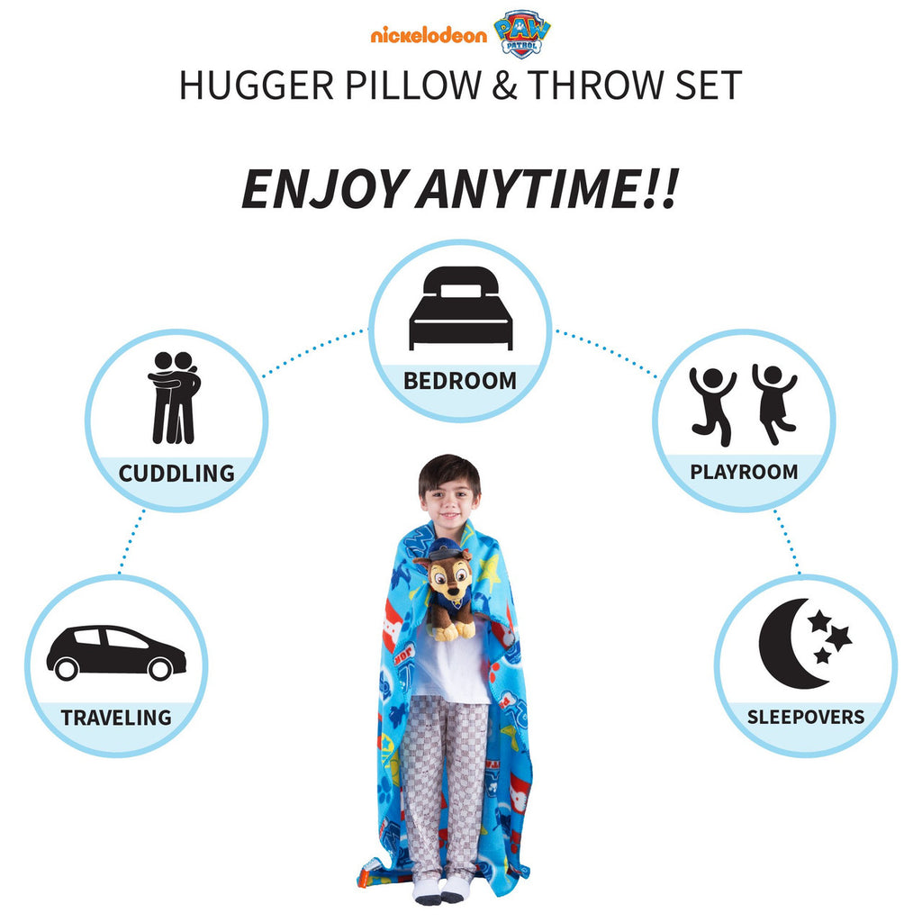 PAW Patrol Chase Fleece Throw and Character Hugger Pillow Set