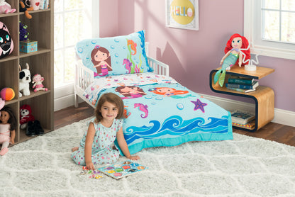 Everyday Kids 4 Piece Toddler Bedding Set -Undersea Mermaids Adventure