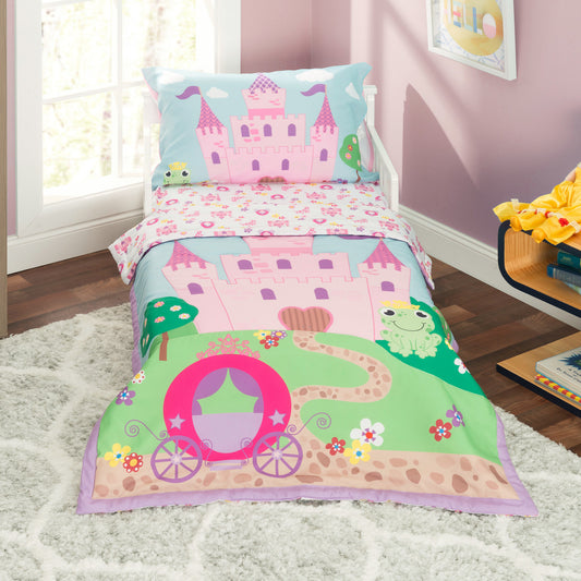 Everyday Kids 4 Piece Toddler Bedding Set -Princess Storyland