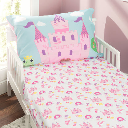 Everyday Kids 4 Piece Toddler Bedding Set -Princess Storyland