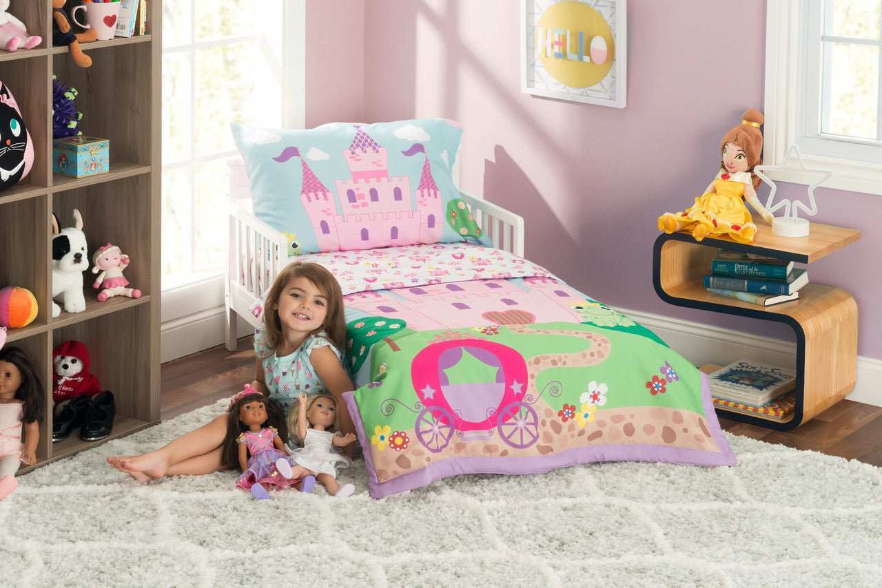 Everyday Kids 4 Piece Toddler Bedding Set -Princess Storyland