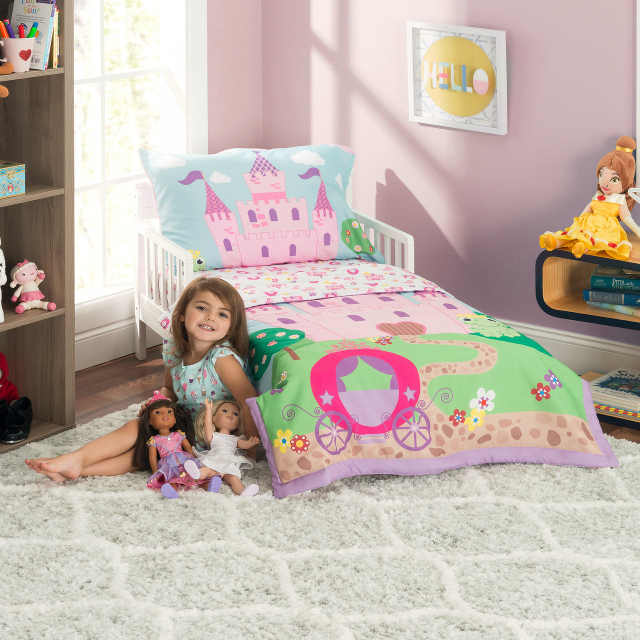 Everyday Kids 4 Piece Toddler Bedding Set -Princess Storyland