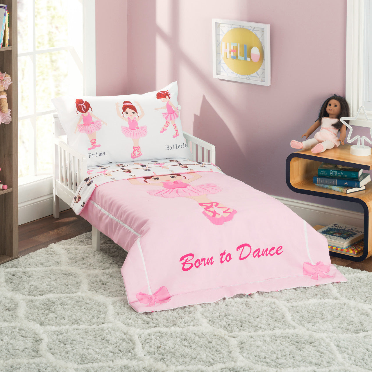Everyday Kids 4 Piece Toddler Bedding Set -Born to Dance Ballerina