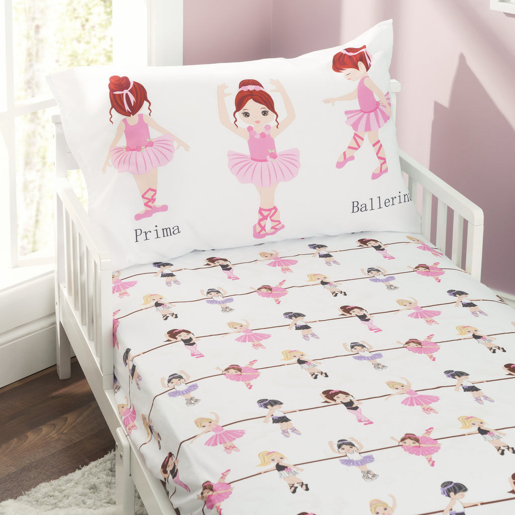 Everyday Kids 4 Piece Toddler Bedding Set -Born to Dance Ballerina