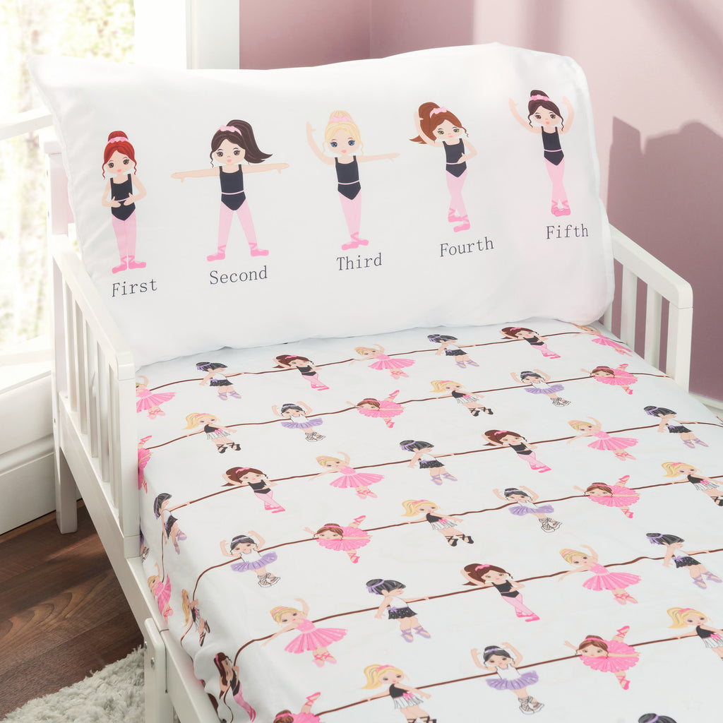 Everyday Kids 4 Piece Toddler Bedding Set -Born to Dance Ballerina
