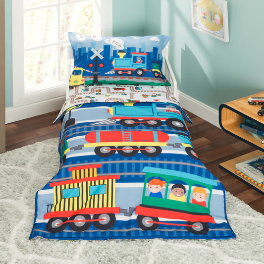 Everyday Kids 4 Piece Toddler Bedding Set - Choo Choo Train