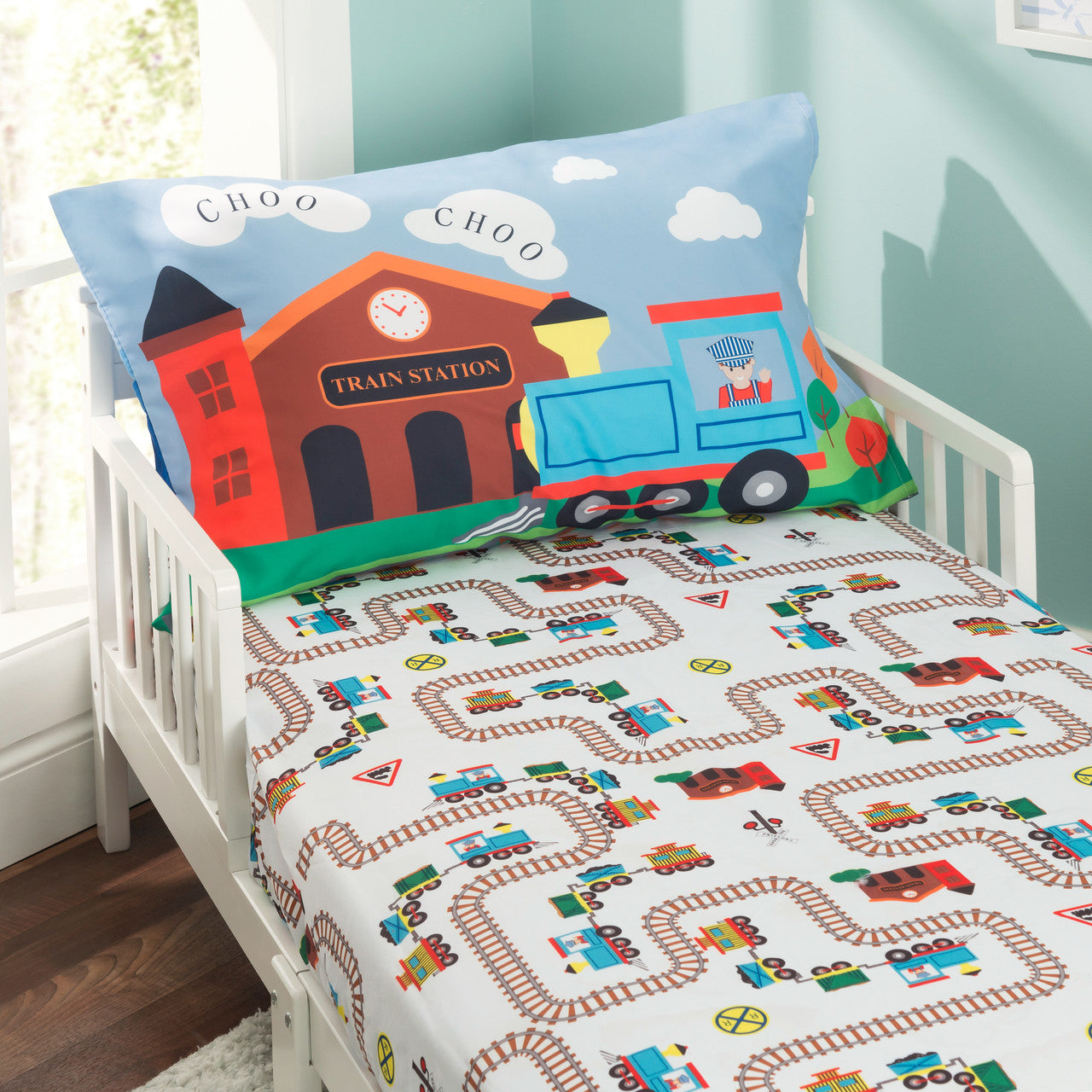 Everyday Kids 4 Piece Toddler Bedding Set - Choo Choo Train
