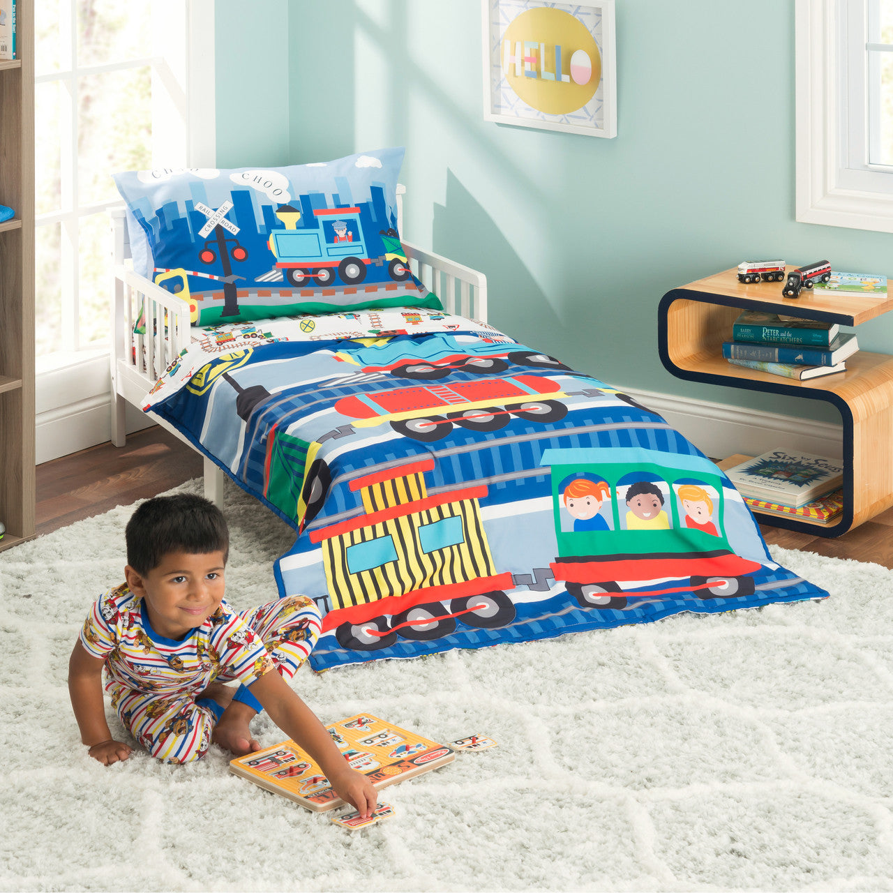 Everyday Kids 4 Piece Toddler Bedding Set - Choo Choo Train