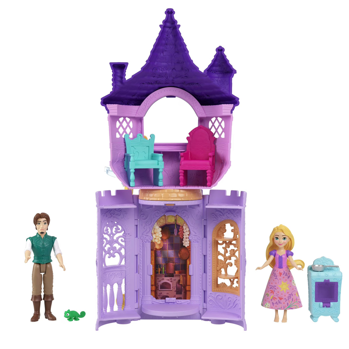 Disney Princess Storytime Stackers Rapunzel Tower Playset, Stackable Castle with Rapunzel, Flynn Rider & Pasca