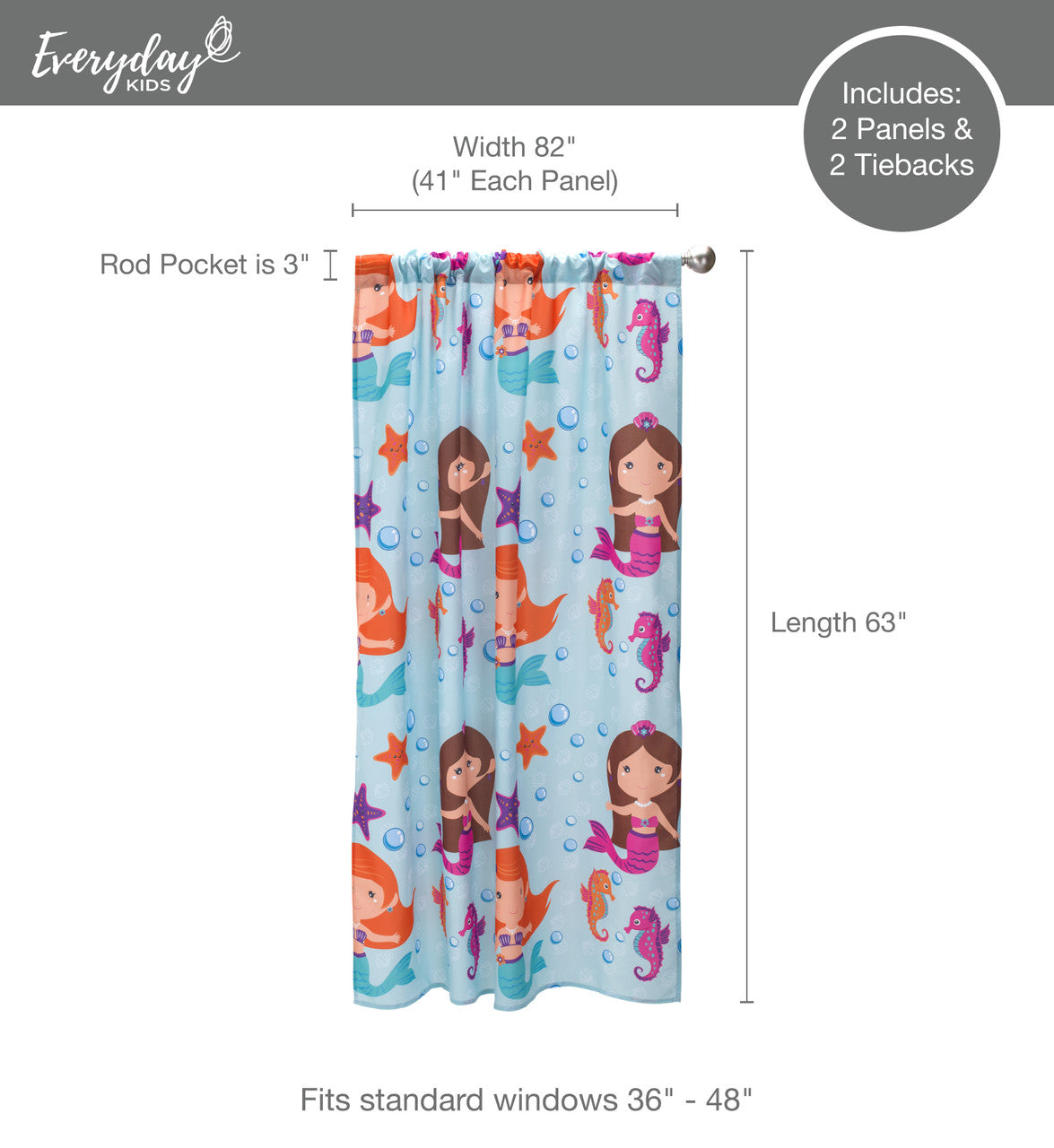 Everyday Kids Mermaid Undersea Adventure Drapes