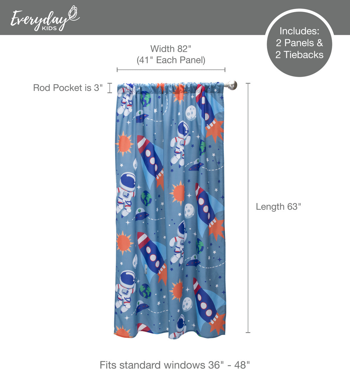 Everyday Kids Outer Space Adventures Drapes