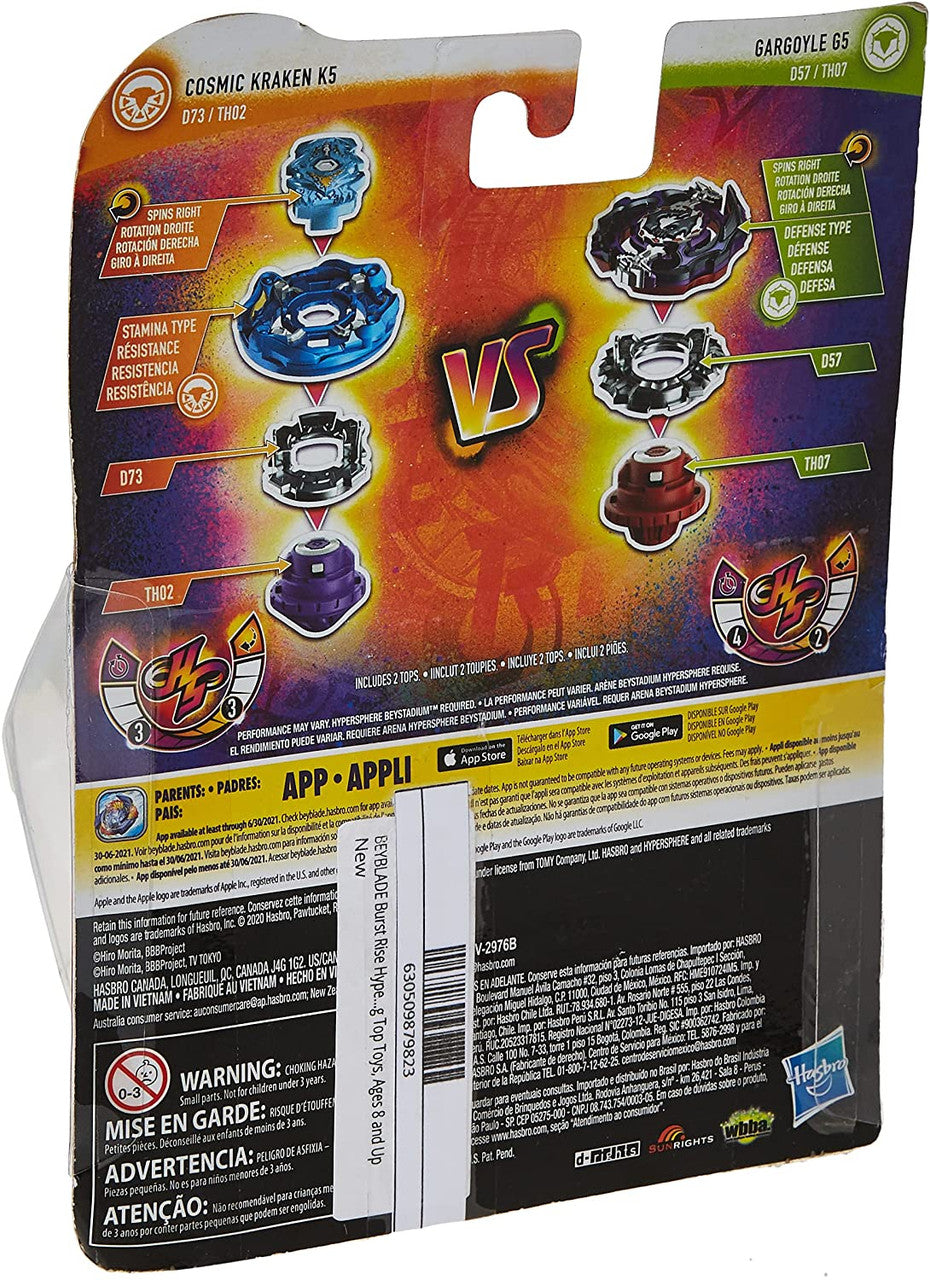BEYBLADE Burst Rise Hypersphere Dual Pack Cosmic Kraken K5 and Gargoyle G5