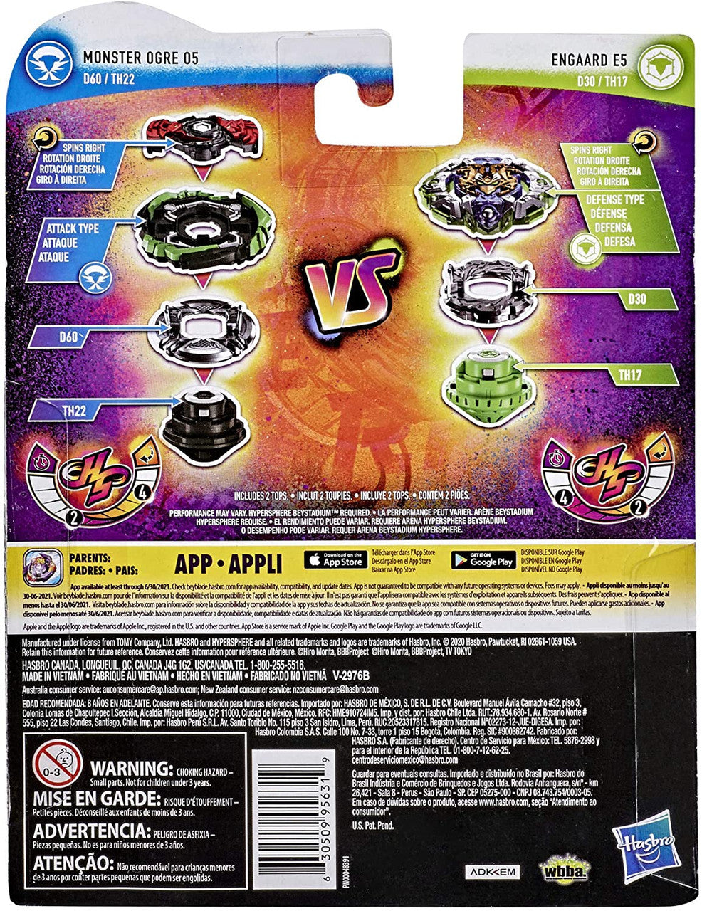 Beyblade Burst Rise Hypersphere Dual Pack Monster Ogre O5 and Engaard E5