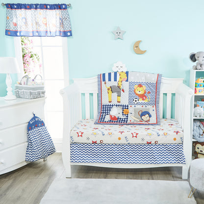 EVERYDAY KIDS 4 Piece Boys Crib Bedding Set - Jungle Sports