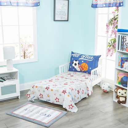 EVERYDAY KIDS 4 Piece Toddler Bedding Set - Jungle Sports