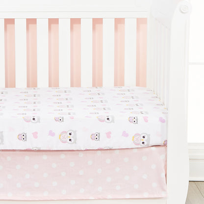 EVERYDAY KIDS 4 Piece Girls Crib Bedding Set - Woodland Owls