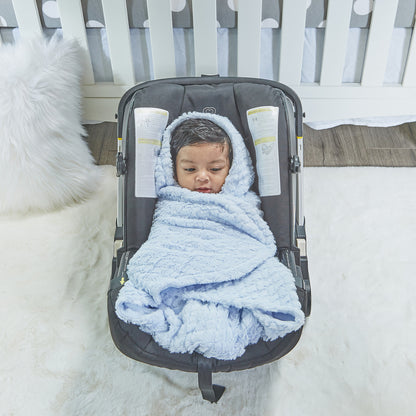 Everyday Kids Blue Plush Hooded Car Seat Blanket
