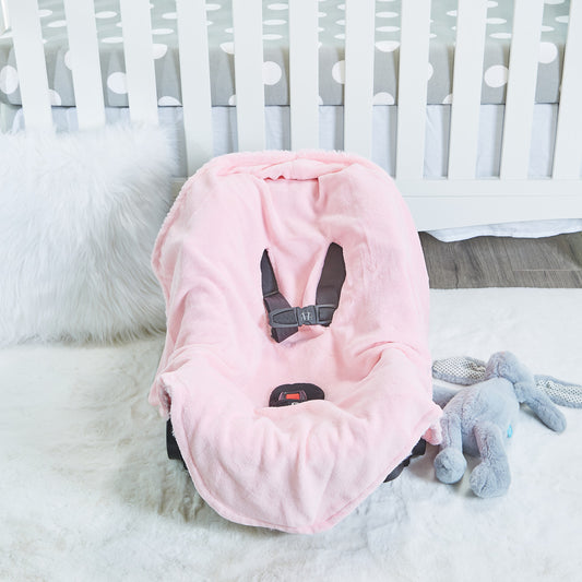 Everyday Kids Pink Plush Hooded Car Seat Blanket