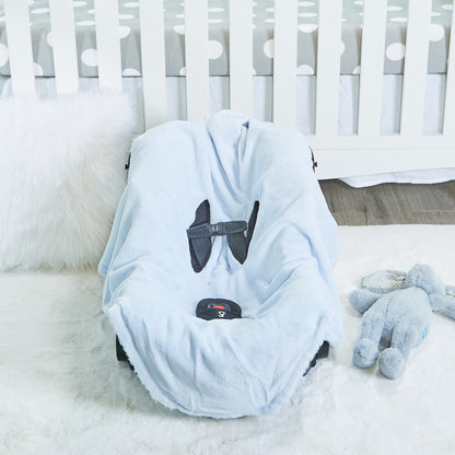 Everyday Kids Blue Plush Hooded Car Seat Blanket