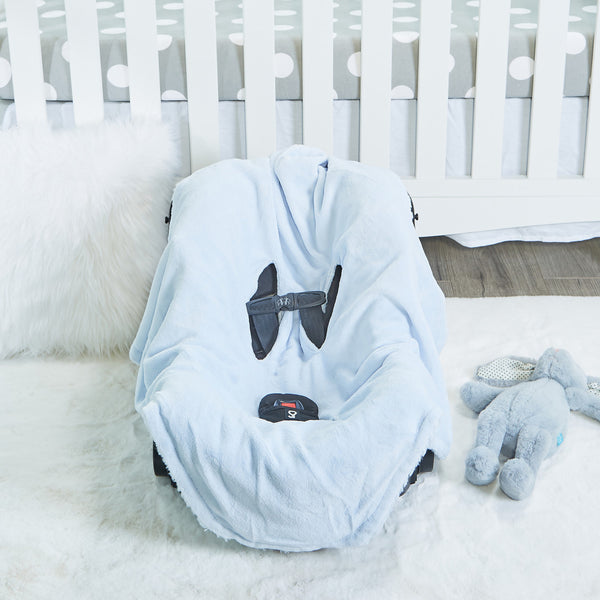 Everyday Kids Blue Plush Hooded Car Seat Blanket