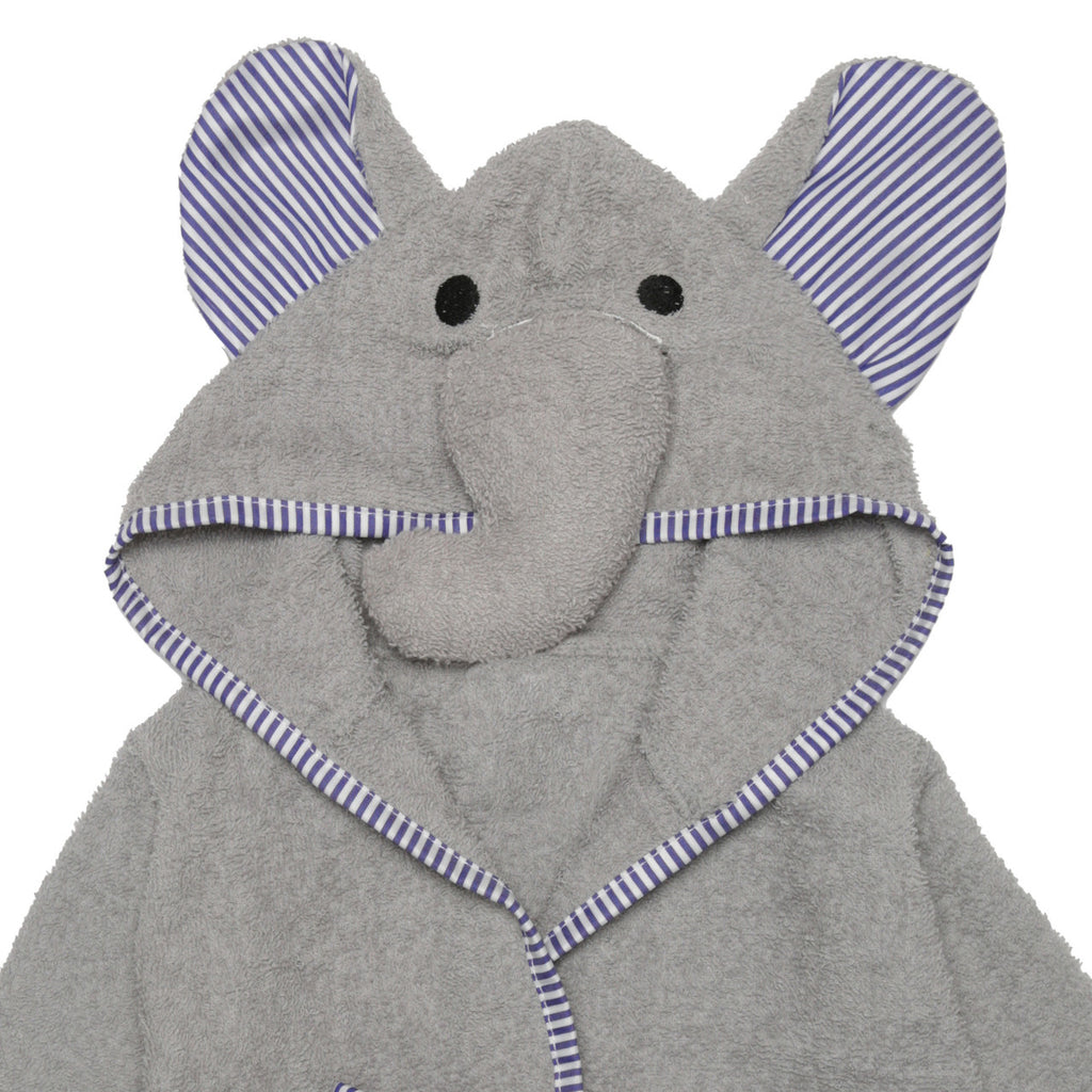 EVERYDAY KIDS Hooded Baby Toddler Unisex Bathrobe - Gray Elephant