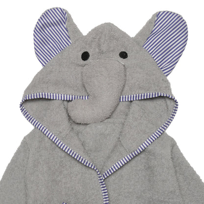 EVERYDAY KIDS Hooded Baby Toddler Unisex Bathrobe - Gray Elephant